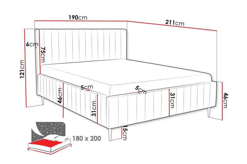 Desio Förvaringssäng 180x200 cm - Blå - Products - Möbler - Säng - Säng med förvaring