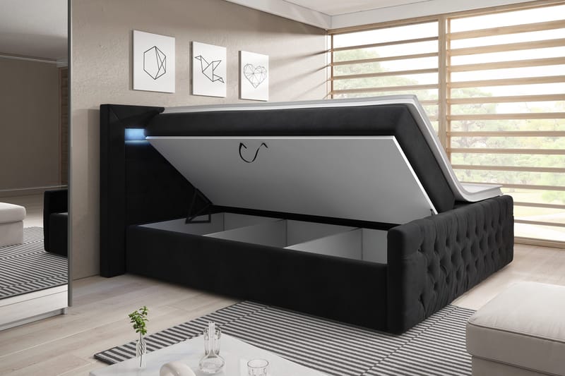 Franco Sängpaket med förvaring LED-belysning 180x200 cm - 180x200 Svart (+Fler val) - Products - Möbler - Säng - Säng med förvaring