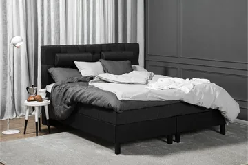 Lucky Komplett Sängpaket 160x200 Skum Diamant - Nackkudde Stor Svart/Grå/PU - Products - Möbler - Säng - Kontinentalsäng