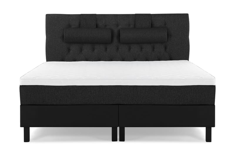 Lucky Komplett Sängpaket 160x200 Skum Diamant, Nackkudde Stor Svart/Grå/PU