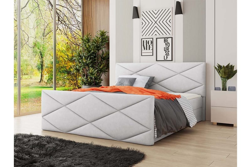 Milano Kontinentalsäng 160x200 cm med Sänggavel - Ljusgrå - Products - Möbler - Säng - Säng med förvaring