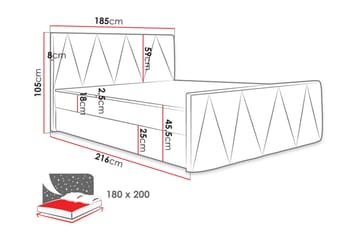 Milano Kontinentalsäng 180x200 cm med Sänggavel - Rosa - Products - Möbler - Säng - Säng med förvaring