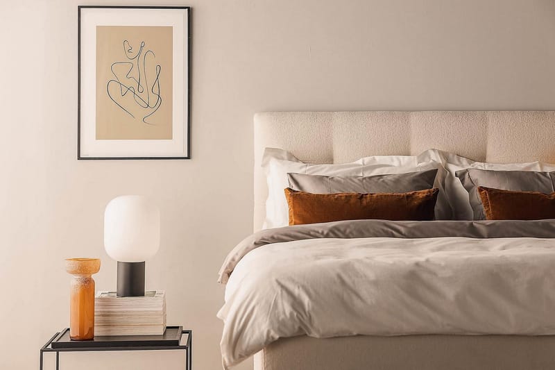 Oslo Lyx Sängpaket Boucle 180x200 Knappad gavel - Beige - Products - Möbler - Säng - Kontinentalsäng