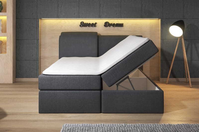 Owen Komplett Box Bed 160x200 Svart - Svart - Products - Möbler - Säng - Komplett sängpaket