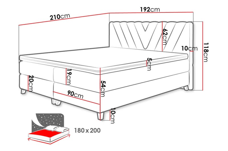 Romanza Kontinentalsäng 180x200 cm - Products - Möbler - Säng - Säng med förvaring