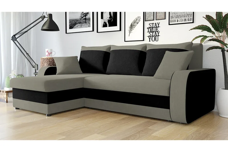 Alvared 3-sits Hörnbäddsoffa Universal - Grå - Products - Möbler - Soffa - Bäddsoffa - Bäddsoffa divan