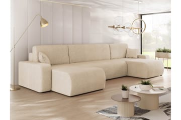 Barile Bäddsoffa Dubbeldivan 4-sits i Plysch - Beige - Products - Möbler - Soffa - Bäddsoffa - U bäddsoffa