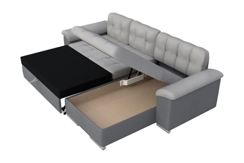 Camior Bäddsoffa m. Divan 3-sits - Grå - Products - Möbler - Soffa - Bäddsoffa - Bäddsoffa divan