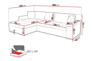 Camior Bäddsoffa med Divan 3-sits - Grå - Products - Möbler - Soffa - Bäddsoffa - Bäddsoffa divan