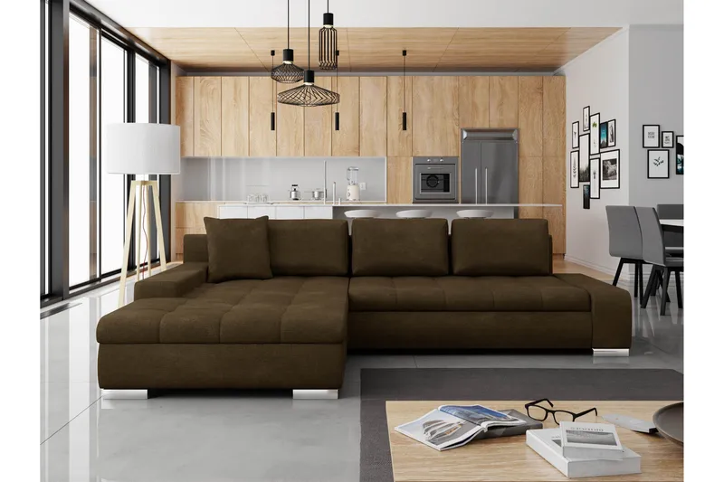 Cerys Bäddsoffa m. Divan 3-sits, Brun