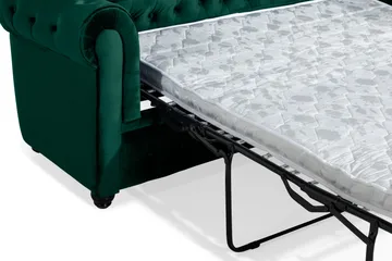 Chesterfield Lyx 3-sits Framåtbäddad bäddsoffa i sammet - Mörkgrön / Grön - Products - Möbler - Soffa - Bäddsoffa - 3 sits bäddsoffa