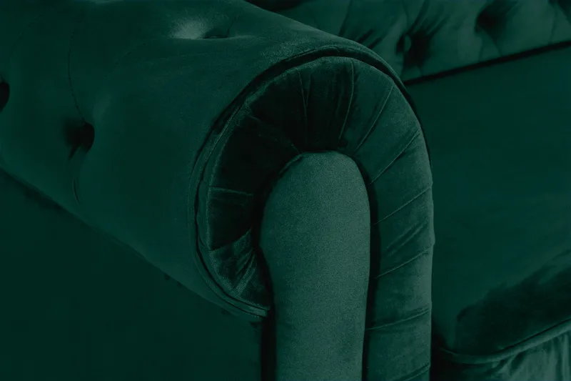 Chesterfield Lyx 3-sits Framåtbäddad bäddsoffa i sammet - Mörkgrön / Grön - Products - Möbler - Soffa - Bäddsoffa - 3 sits bäddsoffa