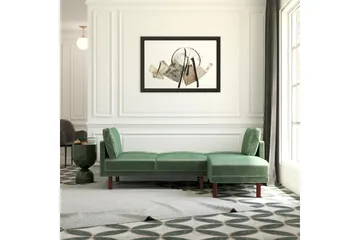 Clair 3-sits Bäddsoffa med Schäslong Ställbar Sammet/Grön/Tr - Dorel Home - Products - Möbler - Soffa - Bäddsoffa - Bäddsoffa längsbäddad