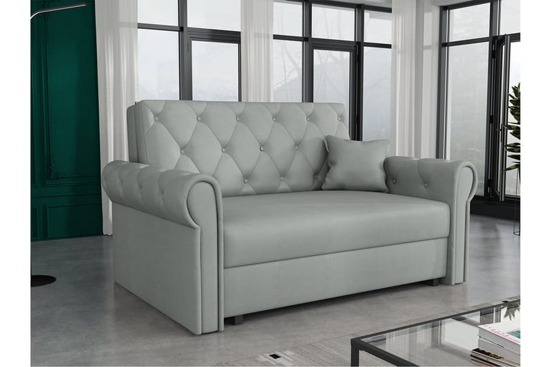 Denegal 2-sits liten bäddsoffa i Plysch - Grå - Products - Möbler - Soffa - Bäddsoffa - 2 sits bäddsoffa