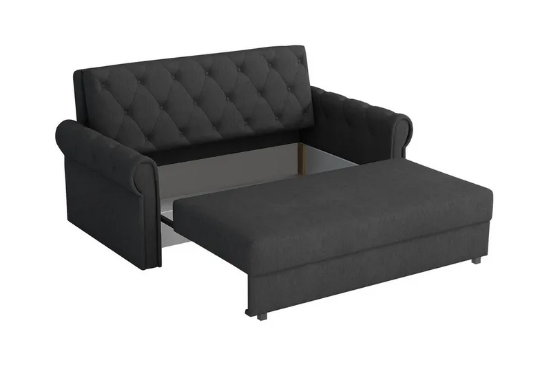 Denegal 2-sits liten bäddsoffa i Plysch - Grön - Products - Möbler - Soffa - Bäddsoffa - 2 sits bäddsoffa