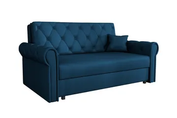 Denegal 2-sits liten bäddsoffa i Plysch - Blå - Products - Möbler - Soffa - Bäddsoffa - 2 sits bäddsoffa