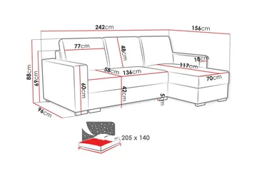 Denegal 3-sits Hörnbäddsoffa - Blå - Products - Möbler - Soffa - Bäddsoffa - Hörnbäddsoffa