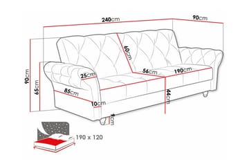 Denegal liten 3-sits Bäddsoffa Längsbäddad i Plysch - Mörkblå - Products - Möbler - Soffa - Bäddsoffa - 3 sits bäddsoffa