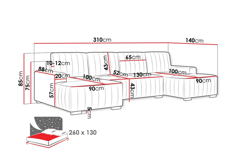 Esher Bäddsoffa Dubbeldivan 4-sits i Plysch - Grön - Products - Möbler - Soffa - Bäddsoffa - U bäddsoffa