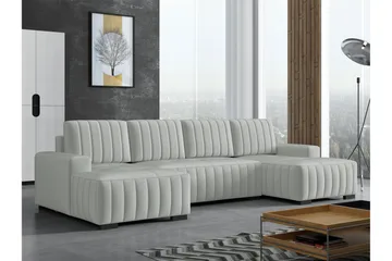 Esher Bäddsoffa Dubbeldivan 4-sits i Plysch - Grå - Products - Möbler - Soffa - Bäddsoffa - U bäddsoffa