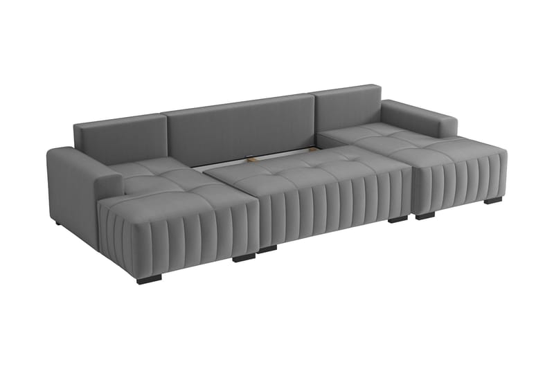 Esher Bäddsoffa Dubbeldivan 4-sits i Plysch - Grön - Products - Möbler - Soffa - Bäddsoffa - U bäddsoffa