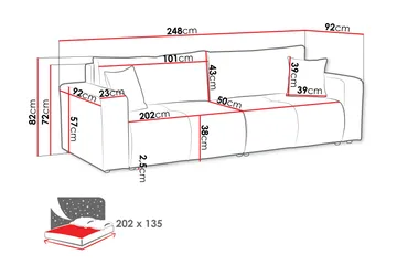 Flo Bäddsoffa 3-sits i Plysch - Beige - Products - Möbler - Soffa - Bäddsoffa - 3 sits bäddsoffa