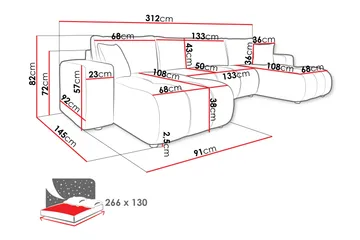 Flo Bäddsoffa Dubbeldivan 4-sits i Plysch - Vit - Products - Möbler - Soffa - Bäddsoffa - U bäddsoffa