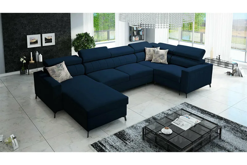 Galbally 4-sits Hörnbäddsoffa Dark blue - Products - Möbler - Soffa - Bäddsoffa - Hörnbäddsoffa