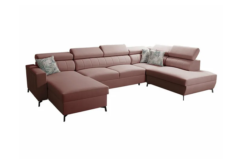 Galbally 5-sits Hörnbäddsoffa Light pink - Products - Möbler - Soffa - Bäddsoffa - Hörnbäddsoffa