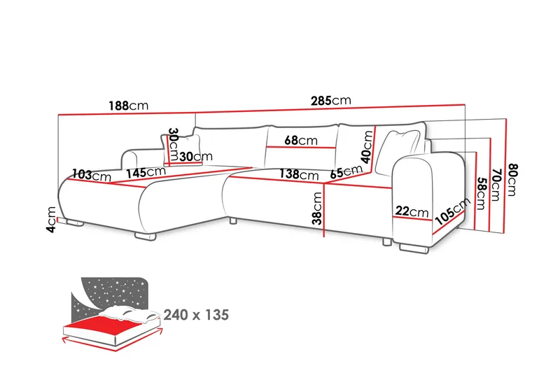 Handda Bäddsoffa med Divan 3-sits i Manchester - Svart - Products - Möbler - Soffa - Bäddsoffa - Bäddsoffa divan