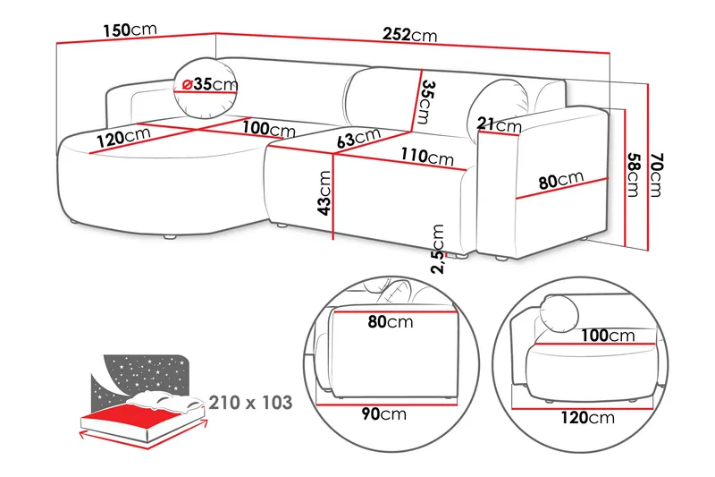 Hanish Bäddsoffa med Divan 3-sits i Plysch - Beige - Products - Möbler - Soffa - Bäddsoffa - Bäddsoffa divan