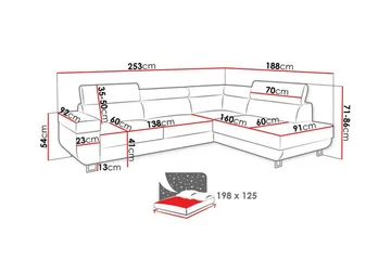 Kintore 3-sits Hörnbäddsoffa Light brown - Products - Möbler - Soffa - Bäddsoffa - Bäddsoffa längsbäddad