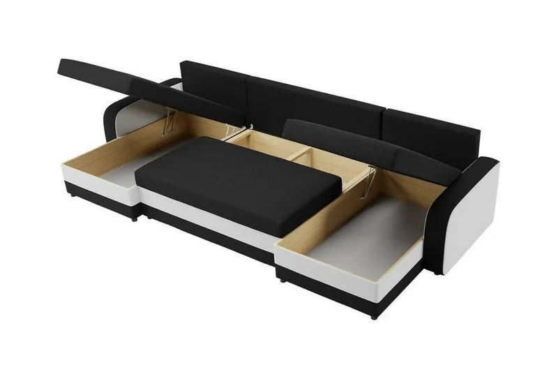 Kintore 4-sits Hörnbäddsoffa Grey/wood||Grey/Black - Products - Möbler - Soffa - Bäddsoffa - Hörnbäddsoffa