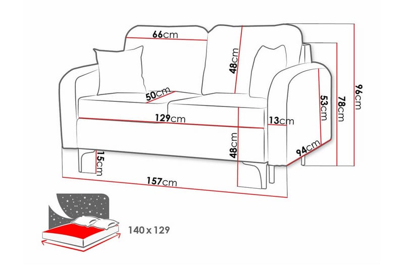 Knocklong 2-sits Bäddsoffa Black - Products - Möbler - Soffa - Bäddsoffa - Bäddsoffa längsbäddad