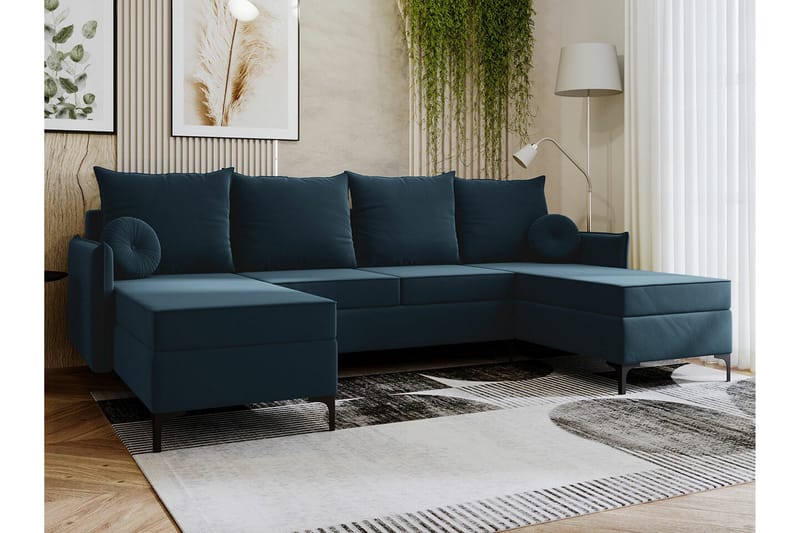 Knocklong 4-sits Hörnbäddsoffa - Blå - Products - Möbler - Soffa - Bäddsoffa - Hörnbäddsoffa
