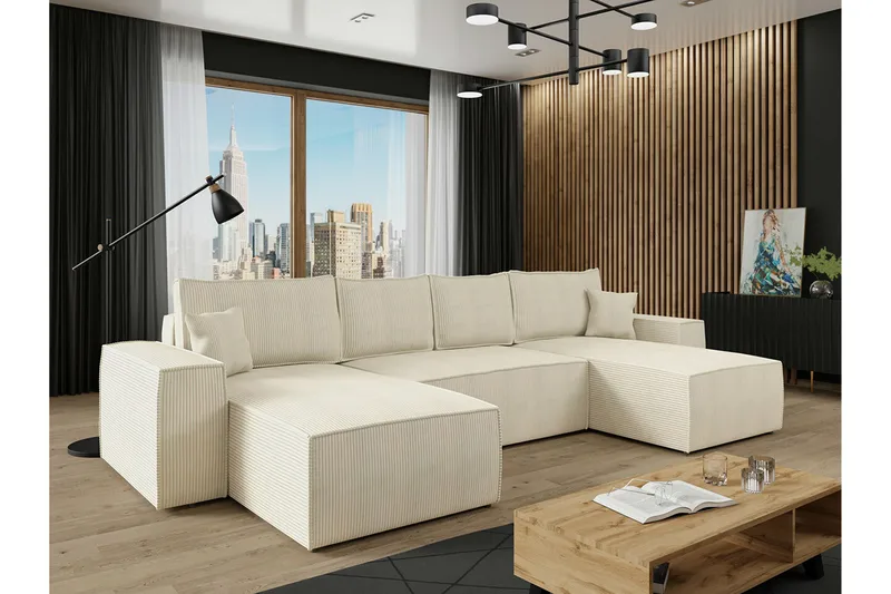 Knocklong 4-sits Hörnbäddsoffa - Cream - Products - Möbler - Soffa - Bäddsoffa - U bäddsoffa