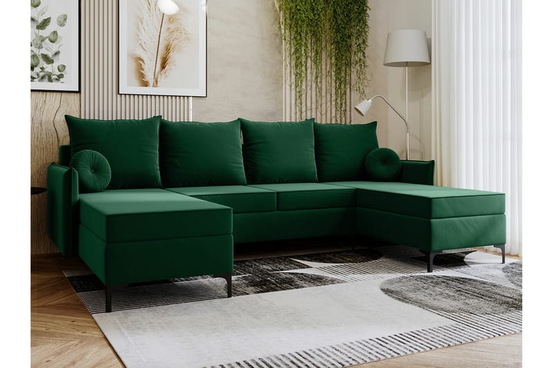 Knocklong 4-sits Hörnbäddsoffa - Grön - Products - Möbler - Soffa - Bäddsoffa - Hörnbäddsoffa