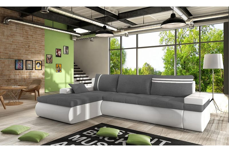 Lavona Divanbäddsoffa Vänster - Grå/Vit - Products - Möbler - Soffa - Bäddsoffa - Bäddsoffa divan
