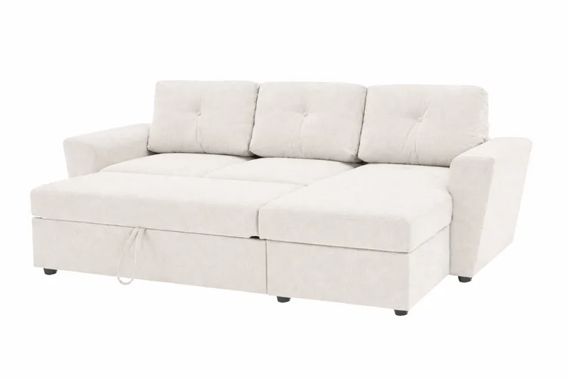 Leia 3-sits vändbar Bäddsoffa med divan och förvaring - Beige - Products - Möbler - Soffa - Bäddsoffa - Bäddsoffa divan