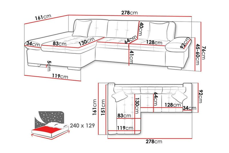 Lomux 3-sits Hörnbäddsoffa Yellow - Products - Möbler - Soffa - Bäddsoffa - Hörnbäddsoffa