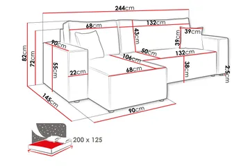 Magston 3-sits Hörnbäddsoffa - Grå - Products - Möbler - Soffa - Bäddsoffa - Hörnbäddsoffa