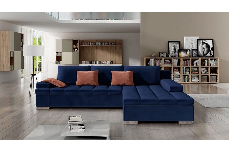 Naoma Bäddsoffa Höger - Blå - Products - Möbler - Soffa - Bäddsoffa - Bäddsoffa divan