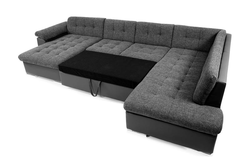 Niko U-Bäddsoffa 350x205x76 cm Divan Höger - Mörkgrå - Products - Möbler - Soffa - Bäddsoffa - Bäddsoffa divan