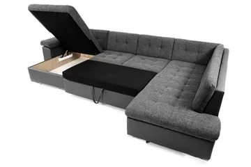Niko U-Bäddsoffa 350x205x76 cm Divan Vänster - Mörkgrå - Products - Möbler - Soffa - Bäddsoffa - Bäddsoffa divan