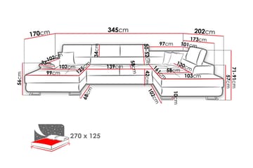 Reginia 5-sits Bäddsoffa Vänster - Rosa - Products - Möbler - Soffa - Bäddsoffa - Bäddsoffa divan