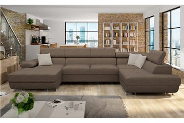 Reginia Bäddsoffa m. Divan och Schäslong Förvaring 4-sits - Brun - Products - Möbler - Soffa - Bäddsoffa - Bäddsoffa divan