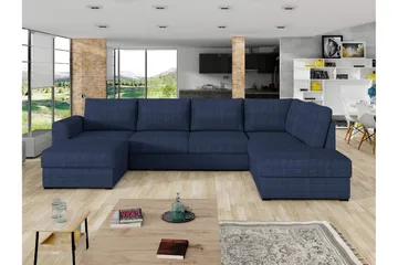 Taberk Bäddsoffa med Divan och Schäslong 4-sits i Chenille - Blå - Products - Möbler - Soffa - Bäddsoffa - Bäddsoffa divan