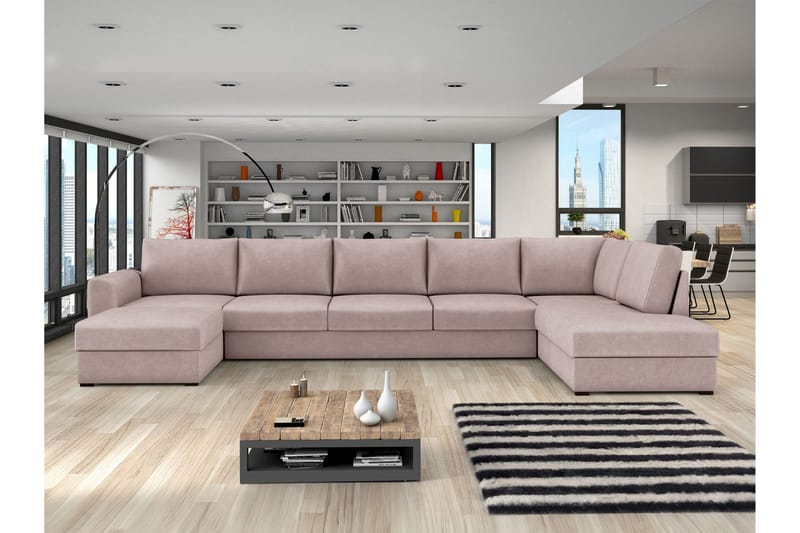 Taberk Bäddsoffa med Divan och Schäslong 5-sits - Rosa - Products - Möbler - Soffa - Bäddsoffa - Bäddsoffa divan