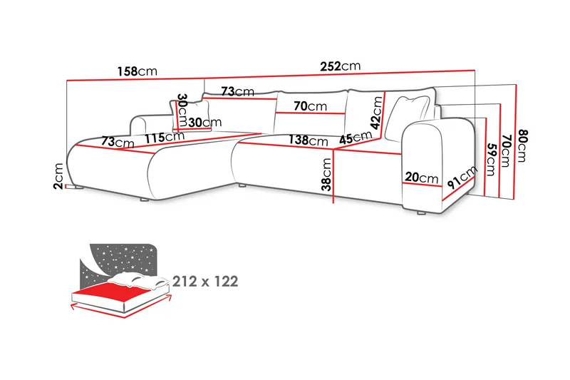 Tacon Bäddsoffa m. Divan 3-sits - Grå - Products - Möbler - Soffa - Bäddsoffa - Bäddsoffa divan