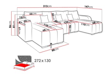 Zulueta 8-sits Bäddsoffa Vänster - Beige - Products - Möbler - Soffa - Bäddsoffa - U bäddsoffa